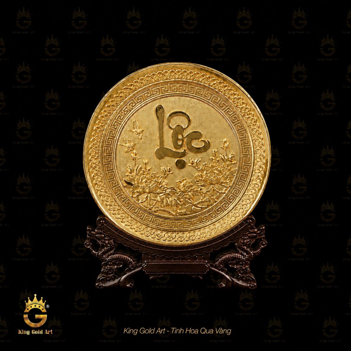 Đĩa mạ vàng chữ Lộc
