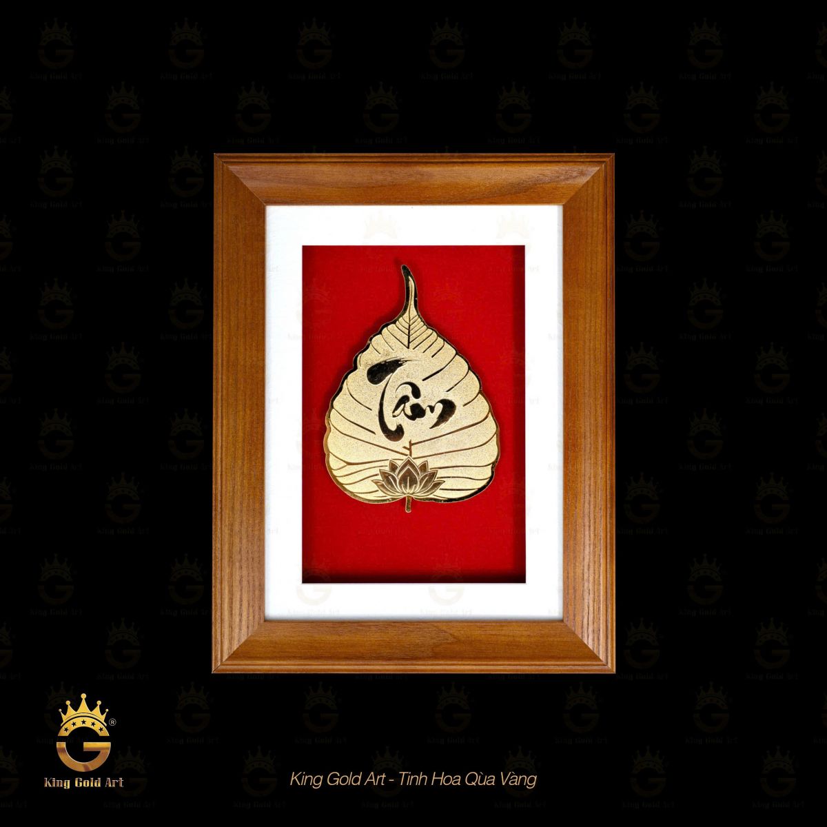 Tranh vàng Lá Bồ Đề chữ Tâm 