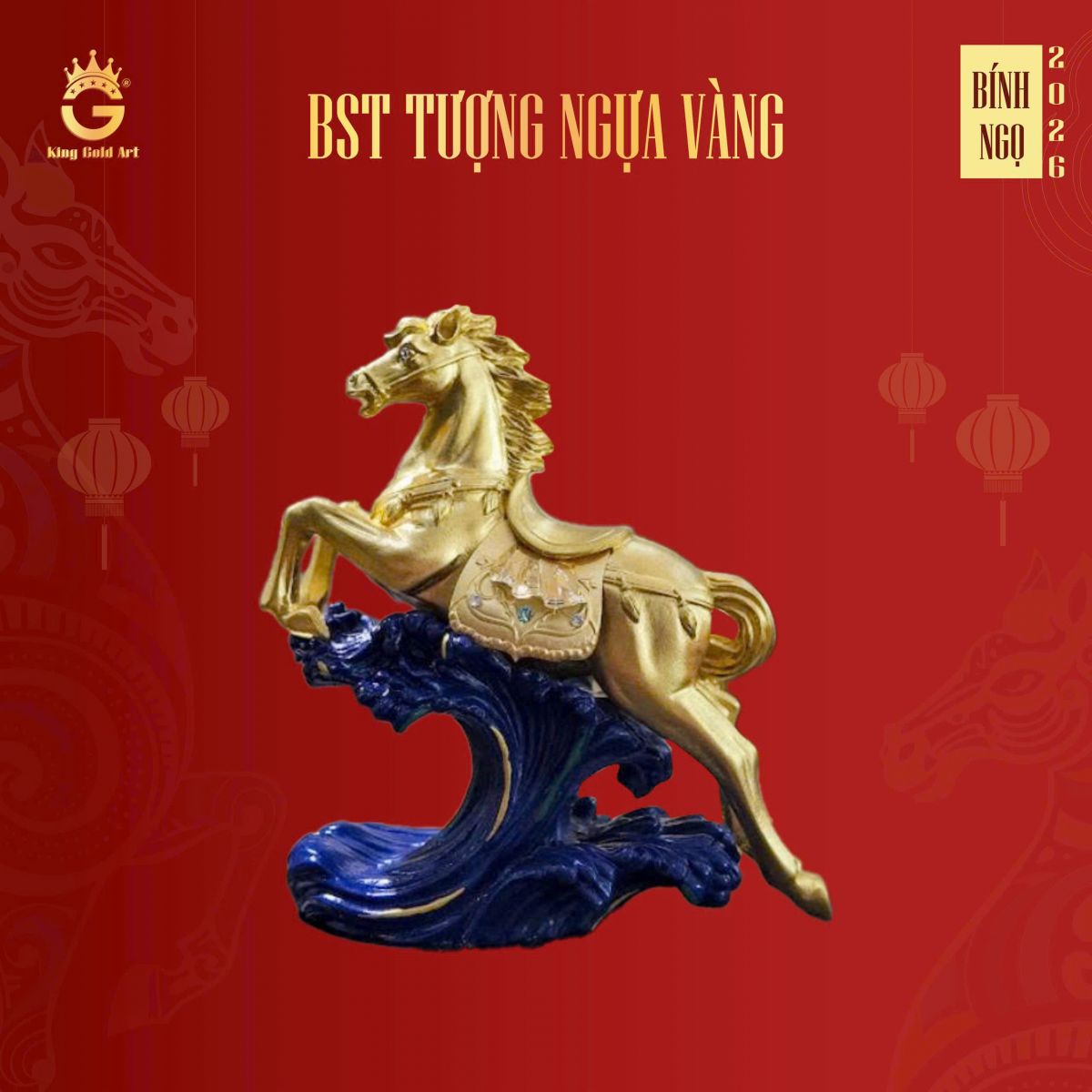  Tượng ngựa mạ vàng phi nước đại 