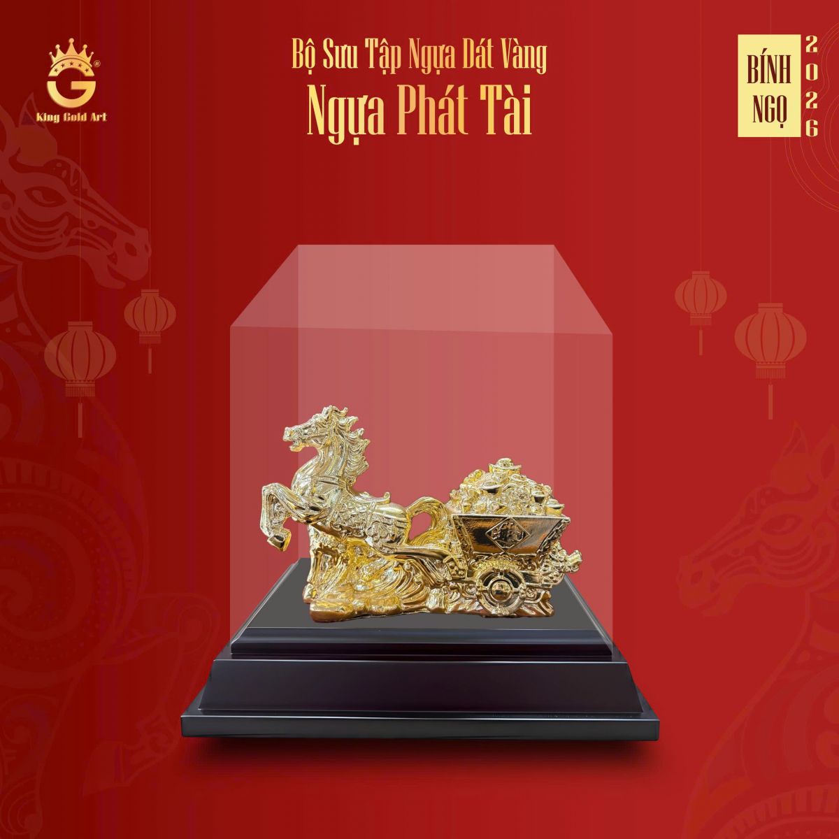 Quà Tết 2026 - Tượng Ngựa Phát Tài (Kéo xe)