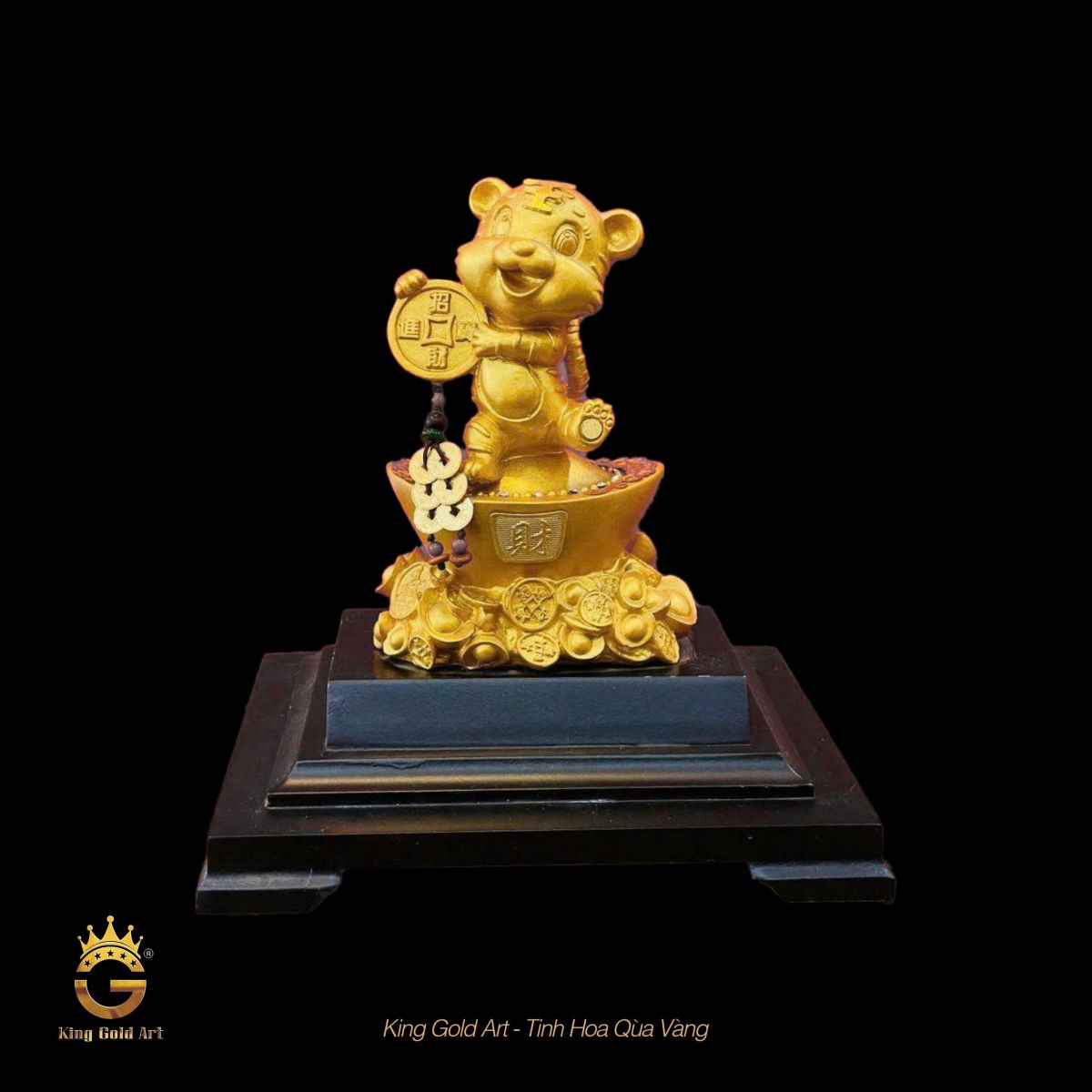 Tượng Hổ Hạnh Phúc Mạ Vàng