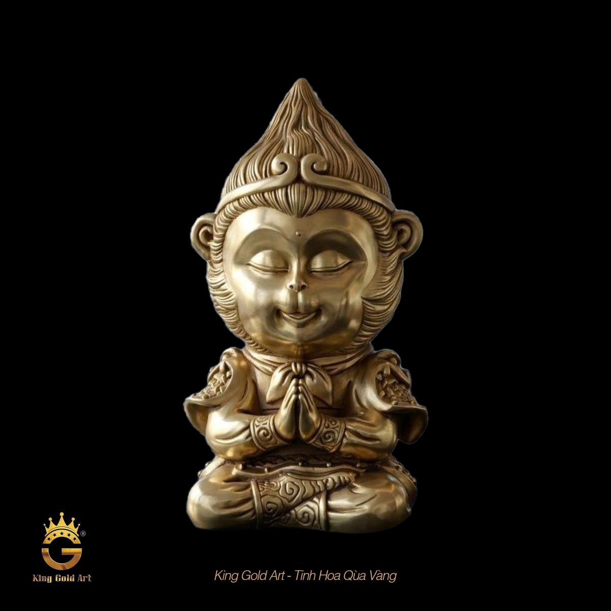 Tượng khỉ ngồi thiền bằng đồng nguyên khối